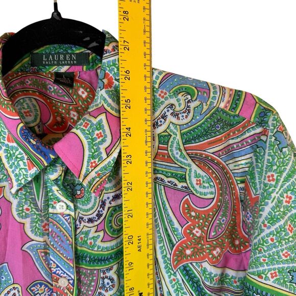 Lauren‎ Ralph Lauren Blouse Women's L Thin Light 100% Cotton Multicolor Paisley - Picture 11 of 11